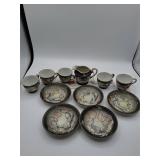 Dragonware cups, saucers, creamer, and sugar