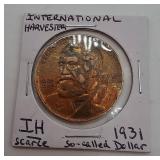 1931 International Harvester  dollar coin