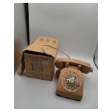 ITT Desk Telephone Rotary Dial Beige with Box