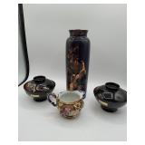 Japanese Vase, 2 Lacquer Bowls, Decorative Creamer