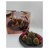 Candle Gifts pinecone candles with tray