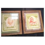 TR Roepke framed US Postage chicken prints 1977