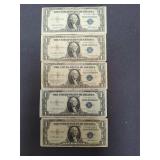 5 $1 Silver Certificates 1935