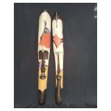 Carved wooden face masks pair