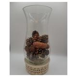 Lenox porcelain base with glass hurricane vase