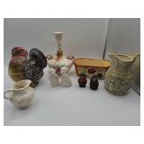 Ceramic Pitchers, Figurines, Planter, and