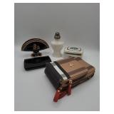 Greek  gold vase, perfume bottle, porcelain box