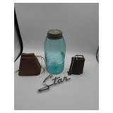 Ball Mason Jar with Cowbells and Star Emblem