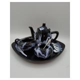Blue Mountain Pottery tea set with tray