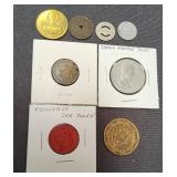 8 transit and tax tokens with James