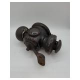 Metal carriage lantern with glass lens