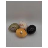 Onyx and marble carved stone eggs lot of 4