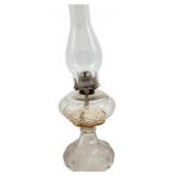 Pressed Glass Oil Lamp with Chimney