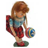 Tin Wind-Up Girl Toy with Ball