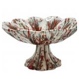 Hand Painted Pedestal Bowl Red and Green