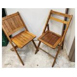 Pair Wood Folding Chairs