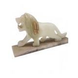 Carved Stone Lion Figurine on Base