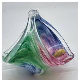 Crystal Heart Murano Style Italian Glass Bowl