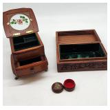 Wooden Jewelry Boxes and Small Round Box