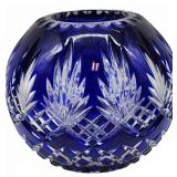 Cobalt Blue Cut to Clear Crystal Bowl