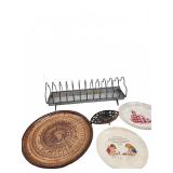 Plates With Prayer, Church Plate, Iron Trivet, and