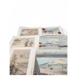 Japanese Woodblock Prints with Mount Fuji and Geis