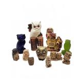Owl Figurines and Copper Salt and Pepper Shakers