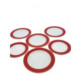 6 Porcelain Plates with Red and Gold Rim