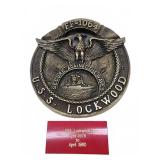 USS Lockwood FF-1064 Brass Plaque with Sign