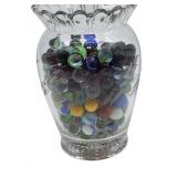 Glass Vase with Mixed Glass Marbles