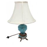 Blue Ceramic Table Lamp with Metal Base