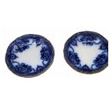 Henry Alcock Flow Blue Saucers with Gold Trim
