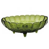 Green Pressed Glass Footed Bowl