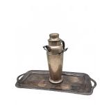 Empire Silver Plate Cocktail Shaker With Tray