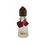 Glass Perfume Bottle with Red Dice Adornment