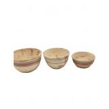 Three Stoneware Bowls with Colored Bands