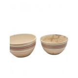 Stoneware Bowls with Pink and Blue Bands