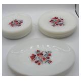 Fire King OVEN WARE Plates with Red Floral