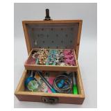 Jewelry Box with Costume Jewelry and Trinkets