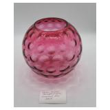 Fenton Reverse Thumbprint Optic Amethyst Rose Bowl