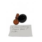 2 Glass Apothecary Stoppers Black and Amber