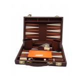Backgammon Set with Brown Carry Case
