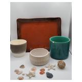 Ceramic Planters, Sea Shells, Glass Tray