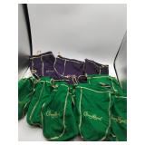 Crown Royal 13 Green and Purple Drawstring Bags
