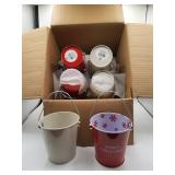 Threshold Metal Christmas Pails White and Red