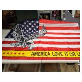 American Flag with Eagle and Slogan