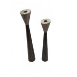 Brushed Steel Candle Sticks Pair