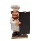 Chef Figurine with Chalkboard Sign