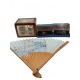 Wristwatch Set, 2 Tie Clips, Hand Fan