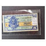 1954 MPC Series 521 Five Cent Note